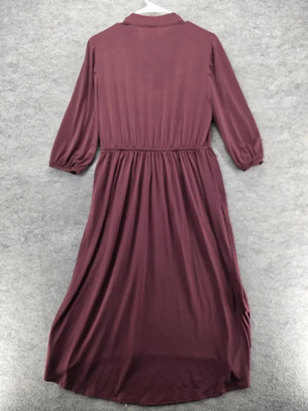 Lane Bryant Dress Womens 10/12P Red Wrap Maxi Hi-Low V-Neck 3/4 Sleeve Jersey